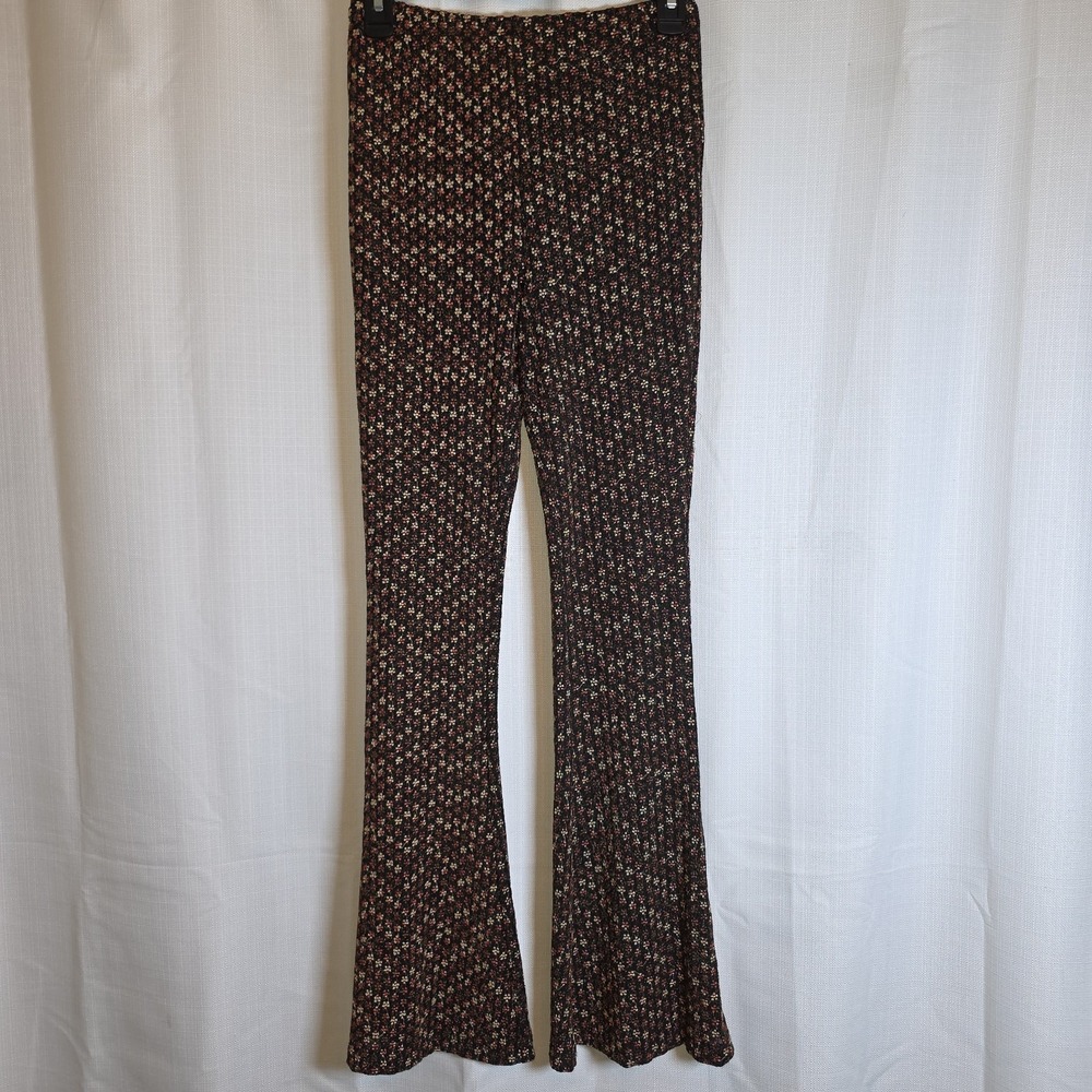 FREE PEOPLE Party Pull-On Flare Pants Size XS Metallic Lined Boho Festival